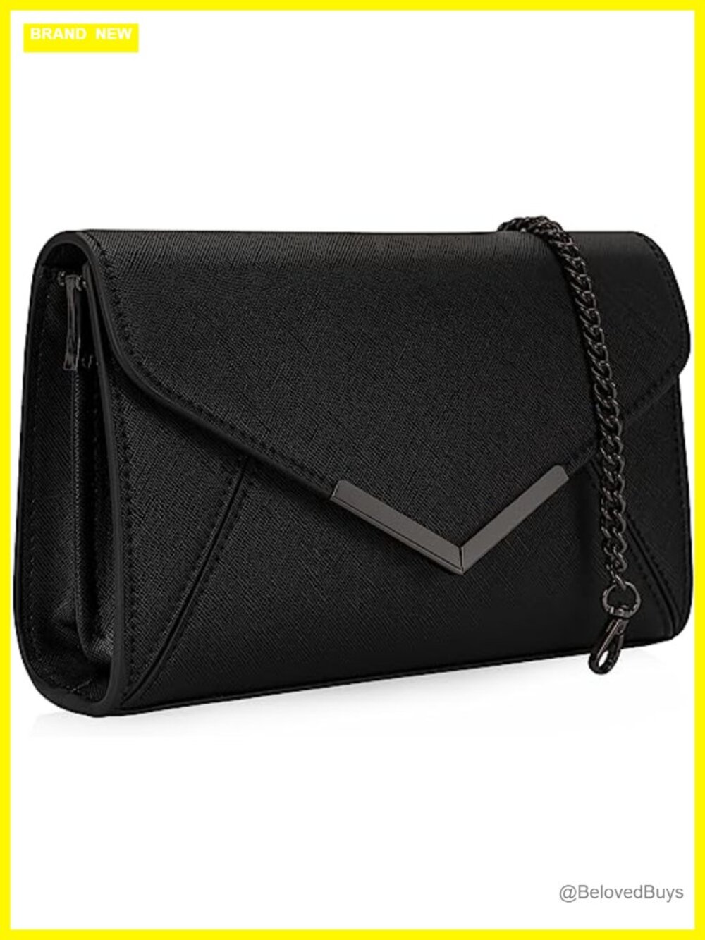 Faux Saffiano Leather Envelope Clutch Evening Handbag